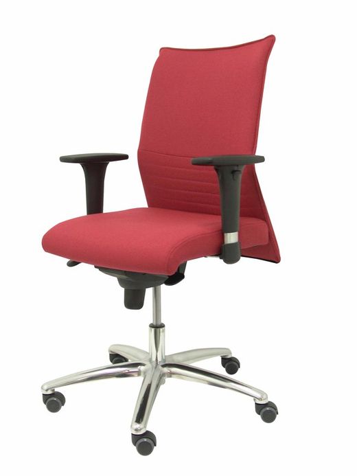 Modelo Albacete confidente - Sillón confidente ergonómico para visitas con mecanismo sincro y regulable en altura - Asiento y respaldo tapizados en tejido BALI color granate
