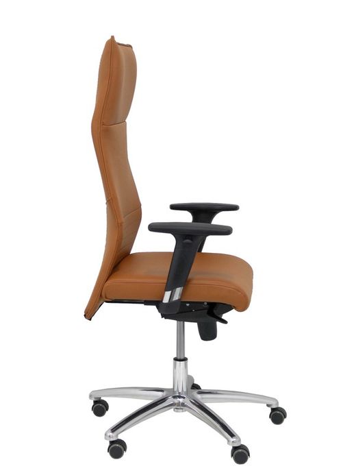 Modelo Albacete - Sillón de dirección ergonómico con mecanismo sincro y regulable en altura - Asiento y respaldo tapizados en piel color marrón