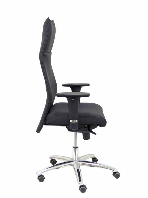 Modelo Albacete - Sillón de dirección ergonómico con mecanismo sincro y regulable en altura - Asiento y respaldo tapizados en piel color negro