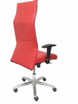 Modelo Albacete - Sillón de dirección ergonómico con mecanismo sincro y regulable en altura - Asiento y respaldo tapizados en piel color rojo