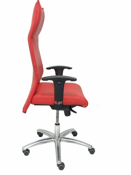 Modelo Albacete - Sillón de dirección ergonómico con mecanismo sincro y regulable en altura - Asiento y respaldo tapizados en piel color rojo