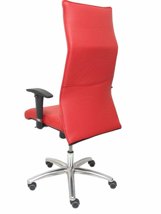 Modelo Albacete - Sillón de dirección ergonómico con mecanismo sincro y regulable en altura - Asiento y respaldo tapizados en piel color rojo