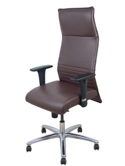Modelo Albacete - Sillón de dirección ergonómico con mecanismo sincro y regulable en altura - Asiento y respaldo tapizados en similpiel color marrón oscuro.