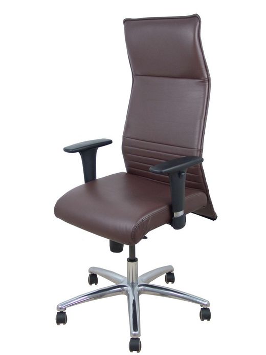 Modelo Albacete - Sillón de dirección ergonómico con mecanismo sincro y regulable en altura - Asiento y respaldo tapizados en similpiel color marrón oscuro.