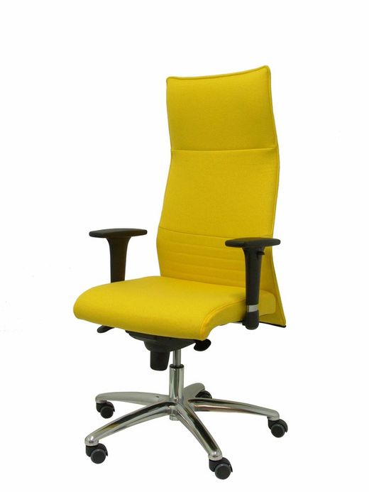 Modelo Albacete - Sillón de dirección ergonómico con mecanismo sincro y regulable en altura - Asiento y respaldo tapizados en tejido BALI color amarillo