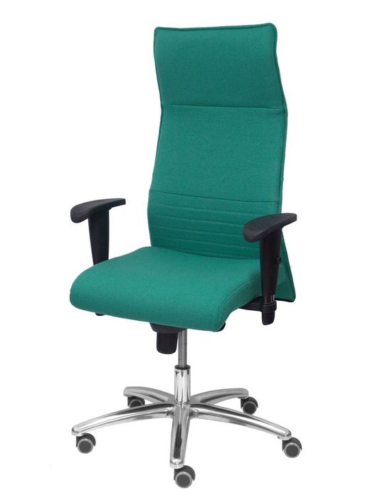 Modelo Albacete - Sillón de dirección ergonómico con mecanismo sincro y regulable en altura - Asiento y respaldo tapizados en tejido BALI color verde esmeralda