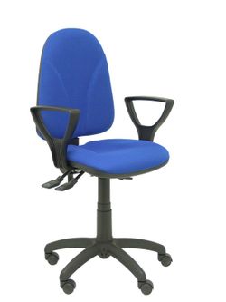 Modelo Algarra - Silla de oficina ergonómica con mecanismo asincro y regulable en altura - Asiento y respaldo tapizados en tejido BALI color azul. Espuma con forma anatómica. Brazos fijos incorporados de serie.