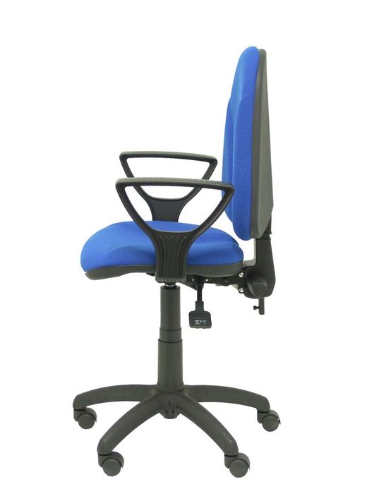 Modelo Algarra - Silla de oficina ergonómica con mecanismo asincro y regulable en altura - Asiento y respaldo tapizados en tejido BALI color azul. Espuma con forma anatómica. Brazos fijos incorporados de serie.