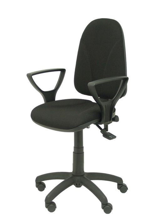 Modelo Algarra - Silla de oficina ergonómica con mecanismo asincro y regulable en altura - Asiento y respaldo tapizados en tejido BALI color negro. Espuma con forma anatómica. Brazos fijos incorporados de serie.