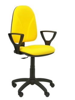Modelo Algarra - Silla de oficina ergonómica y anatómica con mecanismo de contacto permanente y regulable en altura - Asiento y respaldo tapizados en tejido BALI color amarillo (BRAZOS FIJOS INCLUIDOS)