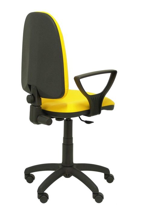 Modelo Algarra - Silla de oficina ergonómica y anatómica con mecanismo de contacto permanente y regulable en altura - Asiento y respaldo tapizados en tejido BALI color amarillo (BRAZOS FIJOS INCLUIDOS)