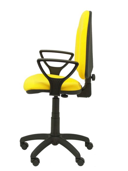 Modelo Algarra - Silla de oficina ergonómica y anatómica con mecanismo de contacto permanente y regulable en altura - Asiento y respaldo tapizados en tejido BALI color amarillo (BRAZOS FIJOS INCLUIDOS)