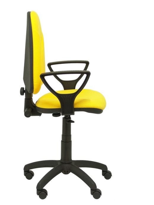 Modelo Algarra - Silla de oficina ergonómica y anatómica con mecanismo de contacto permanente y regulable en altura - Asiento y respaldo tapizados en tejido BALI color amarillo (BRAZOS FIJOS INCLUIDOS)