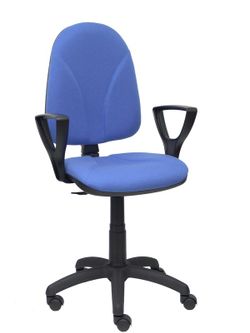 Modelo Algarra - Silla de oficina ergonómica y anatómica con mecanismo de contacto permanente y regulable en altura - Asiento y respaldo tapizados en tejido BALI color azul claro (BRAZOS FIJOS INCLUIDOS)