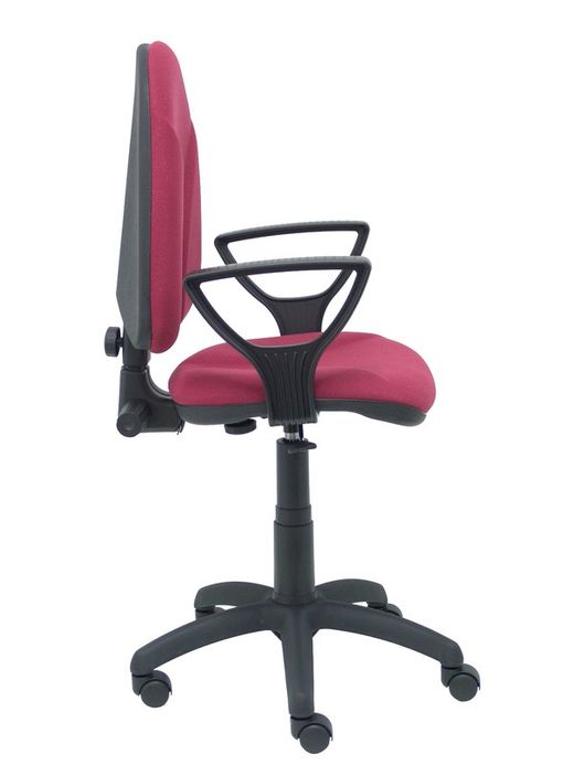 Modelo Algarra - Silla de oficina ergonómica y anatómica con mecanismo de contacto permanente y regulable en altura - Asiento y respaldo tapizados en tejido BALI color granate (BRAZOS FIJOS INCLUIDOS)