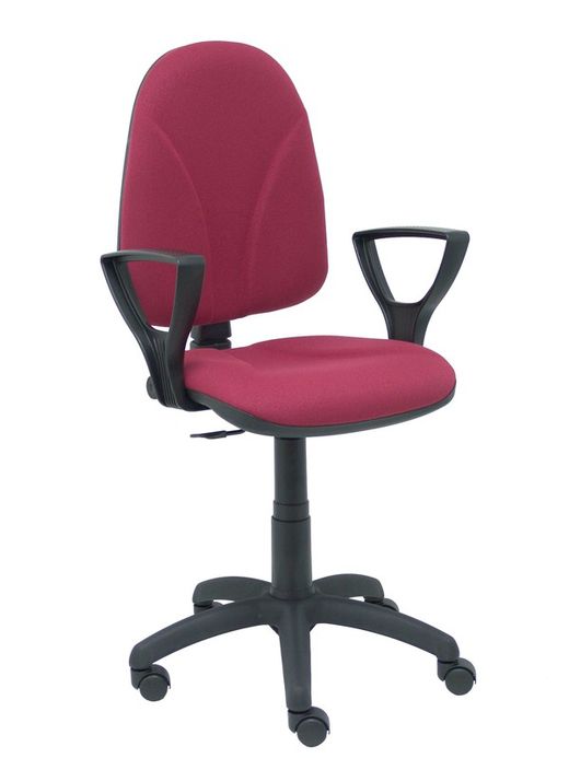 Modelo Algarra - Silla de oficina ergonómica y anatómica con mecanismo de contacto permanente y regulable en altura - Asiento y respaldo tapizados en tejido BALI color granate (BRAZOS FIJOS INCLUIDOS)