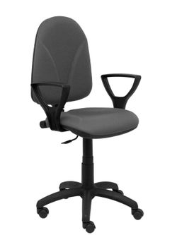 Modelo Algarra - Silla de oficina ergonómica y anatómica con mecanismo de contacto permanente y regulable en altura - Asiento y respaldo tapizados en tejido BALI color gris oscuro (BRAZOS FIJOS INCLUIDOS)