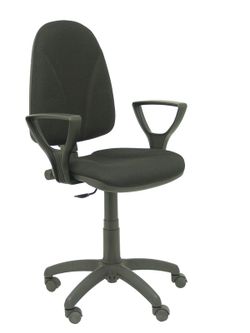 Modelo Algarra - Silla de oficina ergonómica y anatómica con mecanismo de contacto permanente y regulable en altura - Asiento y respaldo tapizados en tejido BALI color negro (BRAZOS FIJOS INCLUIDOS)