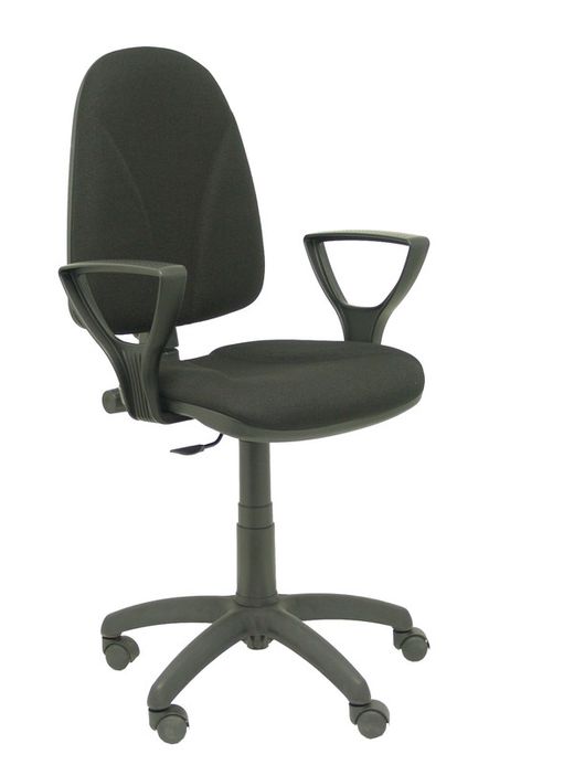Modelo Algarra - Silla de oficina ergonómica y anatómica con mecanismo de contacto permanente y regulable en altura - Asiento y respaldo tapizados en tejido BALI color negro (BRAZOS FIJOS INCLUIDOS)