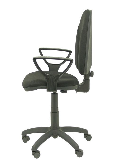 Modelo Algarra - Silla de oficina ergonómica y anatómica con mecanismo de contacto permanente y regulable en altura - Asiento y respaldo tapizados en tejido BALI color negro (BRAZOS FIJOS INCLUIDOS)