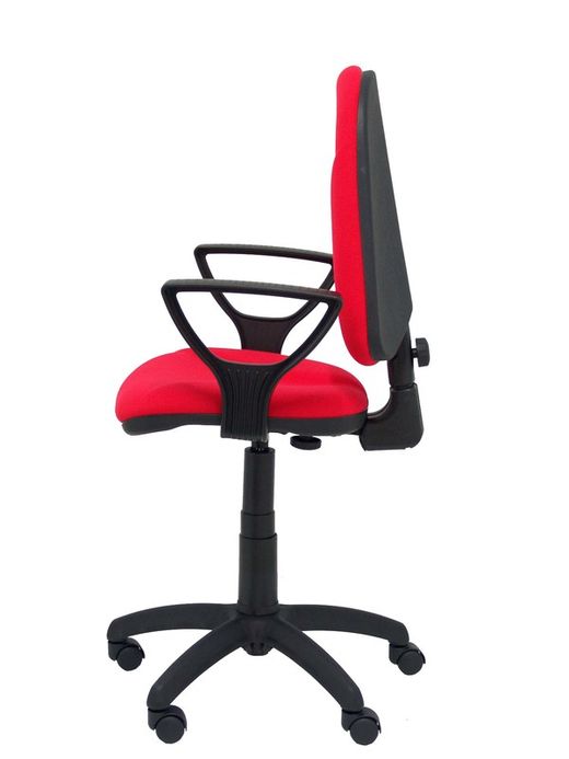 Modelo Algarra - Silla de oficina ergonómica y anatómica con mecanismo de contacto permanente y regulable en altura - Asiento y respaldo tapizados en tejido BALI color rojo (BRAZOS FIJOS INCLUIDOS)
