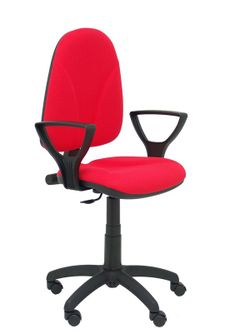 Modelo Algarra - Silla de oficina ergonómica y anatómica con mecanismo de contacto permanente y regulable en altura - Asiento y respaldo tapizados en tejido BALI color rojo (BRAZOS FIJOS INCLUIDOS)