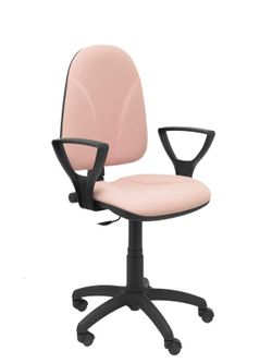 Modelo Algarra - Silla de oficina ergonómica y anatómica con mecanismo de contacto permanente y regulable en altura - Asiento y respaldo tapizados en tejido BALI color rosa (BRAZOS FIJOS INCLUIDOS)