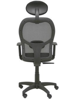 Modelo Alocén - Silla de oficina ergonómica con mecanismo sincro, brazos regulables y ajustable en altura - Respaldo de malla transpirable en color negro con cabecero fijo y asiento tapizados en tejido BALI color negro.