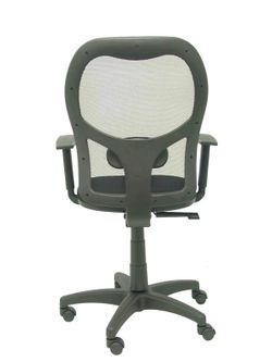 Modelo Alocén - Silla de oficina ergonómica con mecanismo sincro, brazos regulables y ajustable en altura - Respaldo de malla transpirable en color negro y asiento tapizados en tejido BALI color negro