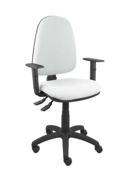 Modelo Ayna S- Silla de oficina ergonómica con mecanismo asincro y regulable en altura - Asiento y respaldo tapizados en tejido BALI color blanco. Brazos regulables incluidos.
