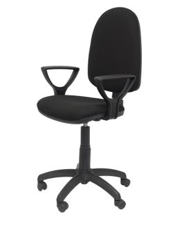 Modelo Ayna - Silla de oficina ergonómica con mecanismo de contacto permanente, regulable en altura y ruedas autofrenantes - Asiento y respaldo tapizados en tejido BALI color negro (BRAZOS FIJOS INCLUIDOS)