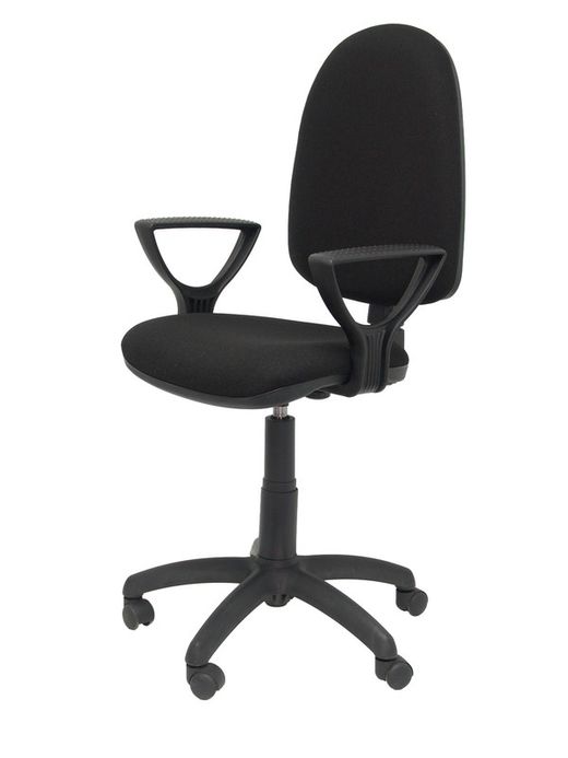 Modelo Ayna - Silla de oficina ergonómica con mecanismo de contacto permanente, regulable en altura y ruedas autofrenantes - Asiento y respaldo tapizados en tejido BALI color negro (BRAZOS FIJOS INCLUIDOS)