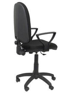 Modelo Ayna - Silla de oficina ergonómica con mecanismo de contacto permanente, regulable en altura y ruedas autofrenantes - Asiento y respaldo tapizados en tejido BALI color negro (BRAZOS FIJOS INCLUIDOS)