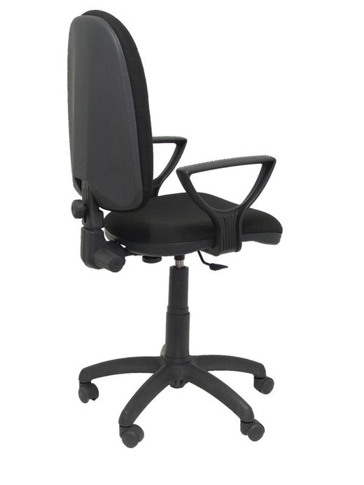 Modelo Ayna - Silla de oficina ergonómica con mecanismo de contacto permanente, regulable en altura y ruedas autofrenantes - Asiento y respaldo tapizados en tejido BALI color negro (BRAZOS FIJOS INCLUIDOS)