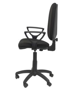 Modelo Ayna - Silla de oficina ergonómica con mecanismo de contacto permanente, regulable en altura y ruedas autofrenantes - Asiento y respaldo tapizados en tejido BALI color negro (BRAZOS FIJOS INCLUIDOS)