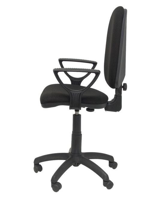 Modelo Ayna - Silla de oficina ergonómica con mecanismo de contacto permanente, regulable en altura y ruedas autofrenantes - Asiento y respaldo tapizados en tejido BALI color negro (BRAZOS FIJOS INCLUIDOS)