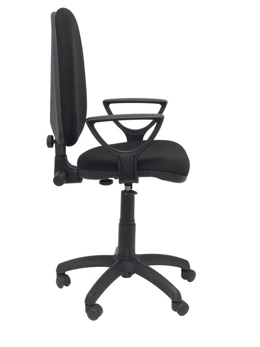 Modelo Ayna - Silla de oficina ergonómica con mecanismo de contacto permanente, regulable en altura y ruedas autofrenantes - Asiento y respaldo tapizados en tejido BALI color negro (BRAZOS FIJOS INCLUIDOS)