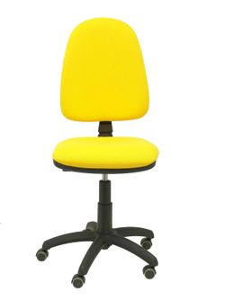 Modelo Ayna - Silla de oficina ergonómica con mecanismo de contacto permanente, regulable en altura y ruedas de parqué - Asiento y respaldo tapizados en tejido BALI color amarillo