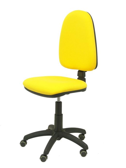 Modelo Ayna - Silla de oficina ergonómica con mecanismo de contacto permanente, regulable en altura y ruedas de parqué - Asiento y respaldo tapizados en tejido BALI color amarillo