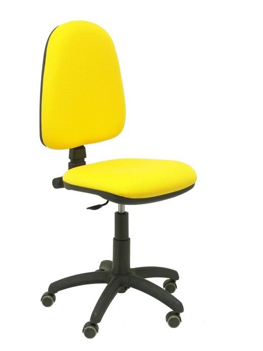 Modelo Ayna - Silla de oficina ergonómica con mecanismo de contacto permanente, regulable en altura y ruedas de parqué - Asiento y respaldo tapizados en tejido BALI color amarillo