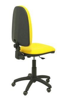 Modelo Ayna - Silla de oficina ergonómica con mecanismo de contacto permanente, regulable en altura y ruedas de parqué - Asiento y respaldo tapizados en tejido BALI color amarillo