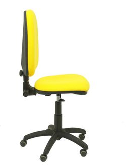 Modelo Ayna - Silla de oficina ergonómica con mecanismo de contacto permanente, regulable en altura y ruedas de parqué - Asiento y respaldo tapizados en tejido BALI color amarillo