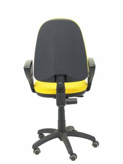 Modelo Ayna - Silla de oficina ergonómica con mecanismo de contacto permanente, regulable en altura y ruedas de parqué - Asiento y respaldo tapizados en tejido BALI color amarillo (BRAZOS FIJOS INCLUIDOS)