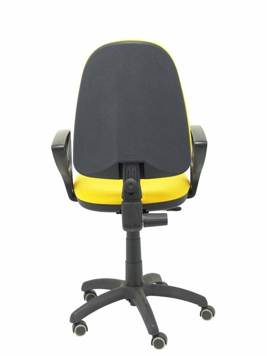 Modelo Ayna - Silla de oficina ergonómica con mecanismo de contacto permanente, regulable en altura y ruedas de parqué - Asiento y respaldo tapizados en tejido BALI color amarillo (BRAZOS FIJOS INCLUIDOS)