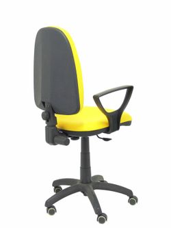 Modelo Ayna - Silla de oficina ergonómica con mecanismo de contacto permanente, regulable en altura y ruedas de parqué - Asiento y respaldo tapizados en tejido BALI color amarillo (BRAZOS FIJOS INCLUIDOS)