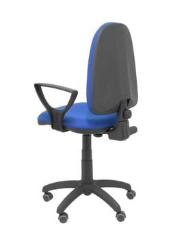 Modelo Ayna - Silla de oficina ergonómica con mecanismo de contacto permanente, regulable en altura y ruedas de parqué - Asiento y respaldo tapizados en tejido BALI color azul (BRAZOS FIJOS INCLUIDOS)