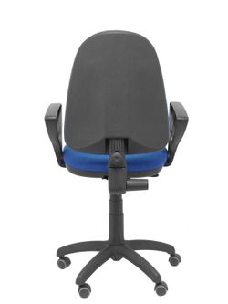 Modelo Ayna - Silla de oficina ergonómica con mecanismo de contacto permanente, regulable en altura y ruedas de parqué - Asiento y respaldo tapizados en tejido BALI color azul (BRAZOS FIJOS INCLUIDOS)