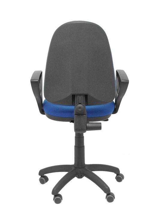 Modelo Ayna - Silla de oficina ergonómica con mecanismo de contacto permanente, regulable en altura y ruedas de parqué - Asiento y respaldo tapizados en tejido BALI color azul (BRAZOS FIJOS INCLUIDOS)
