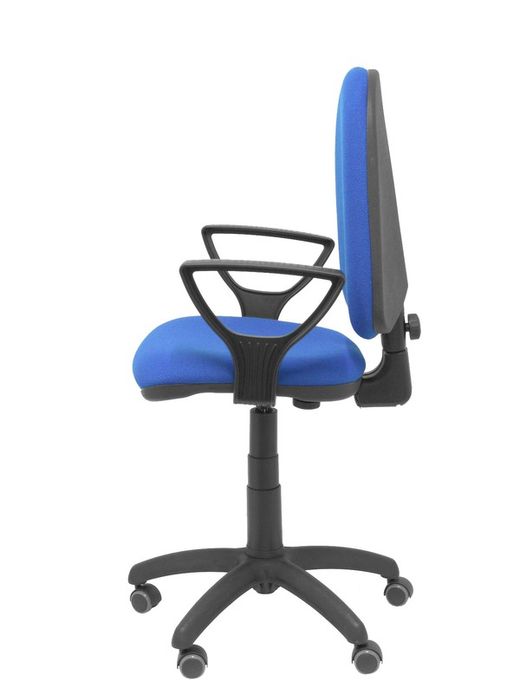 Modelo Ayna - Silla de oficina ergonómica con mecanismo de contacto permanente, regulable en altura y ruedas de parqué - Asiento y respaldo tapizados en tejido BALI color azul (BRAZOS FIJOS INCLUIDOS)