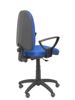 Modelo Ayna - Silla de oficina ergonómica con mecanismo de contacto permanente, regulable en altura y ruedas de parqué - Asiento y respaldo tapizados en tejido BALI color azul (BRAZOS FIJOS INCLUIDOS)